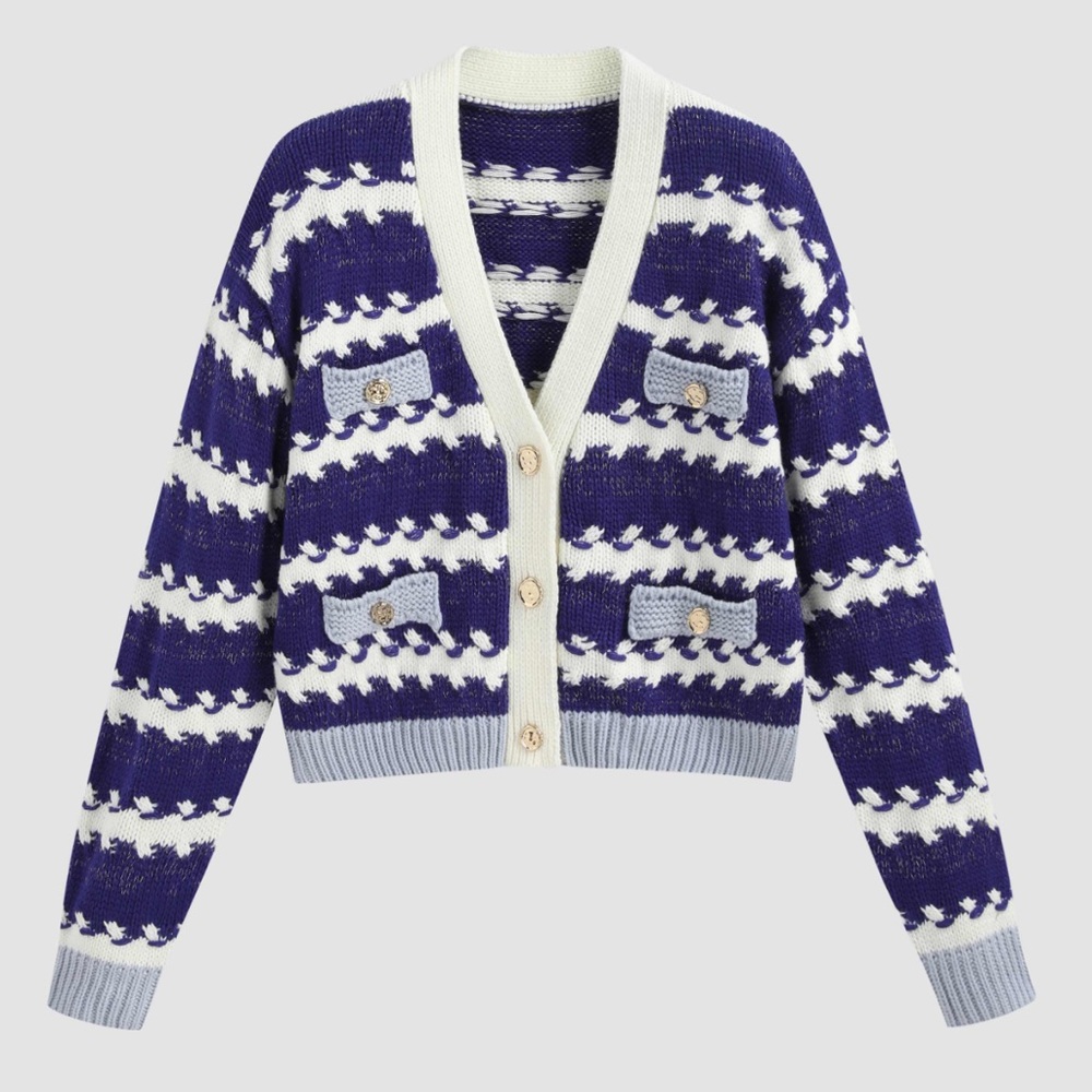 Cider striped buttoned up knit cardigan